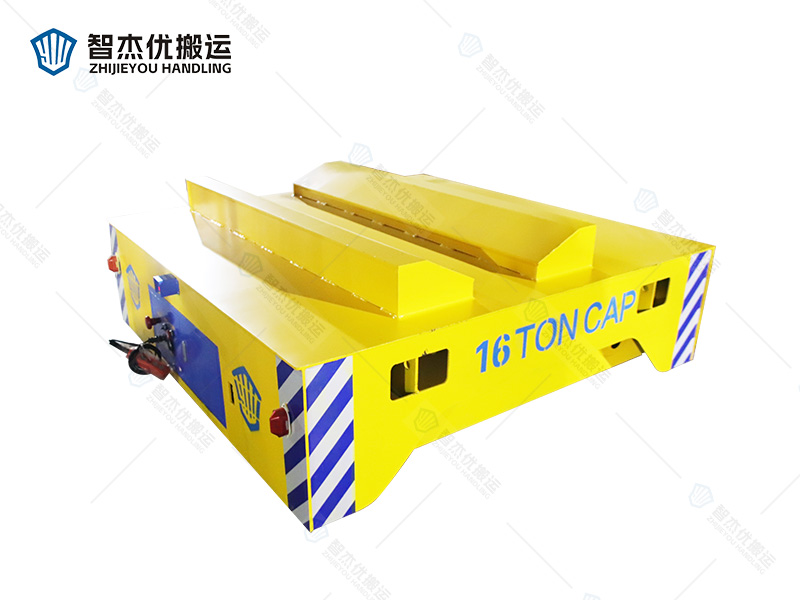 16噸鋼卷轉(zhuǎn)運蓄電池?zé)o軌電動平車 臺面加裝V型架